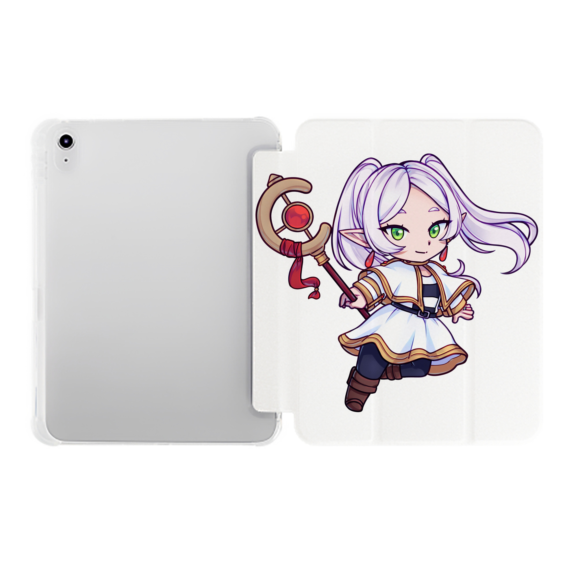 （画像用） 葬送のフリーレン Frieren IPad ケース ペン収納付き 三つ折りスタンド PUレザー×シリコン 対応機種9.5/10.5/10.9インチ